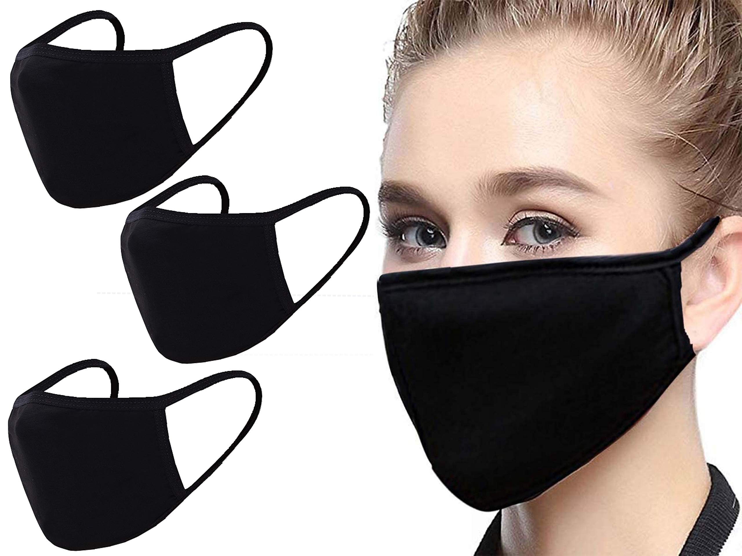 TK FASHION MASKBlack Face Soft Cotton Comfortable Washable Reusable Breathable Stretchable (3 Pieces)