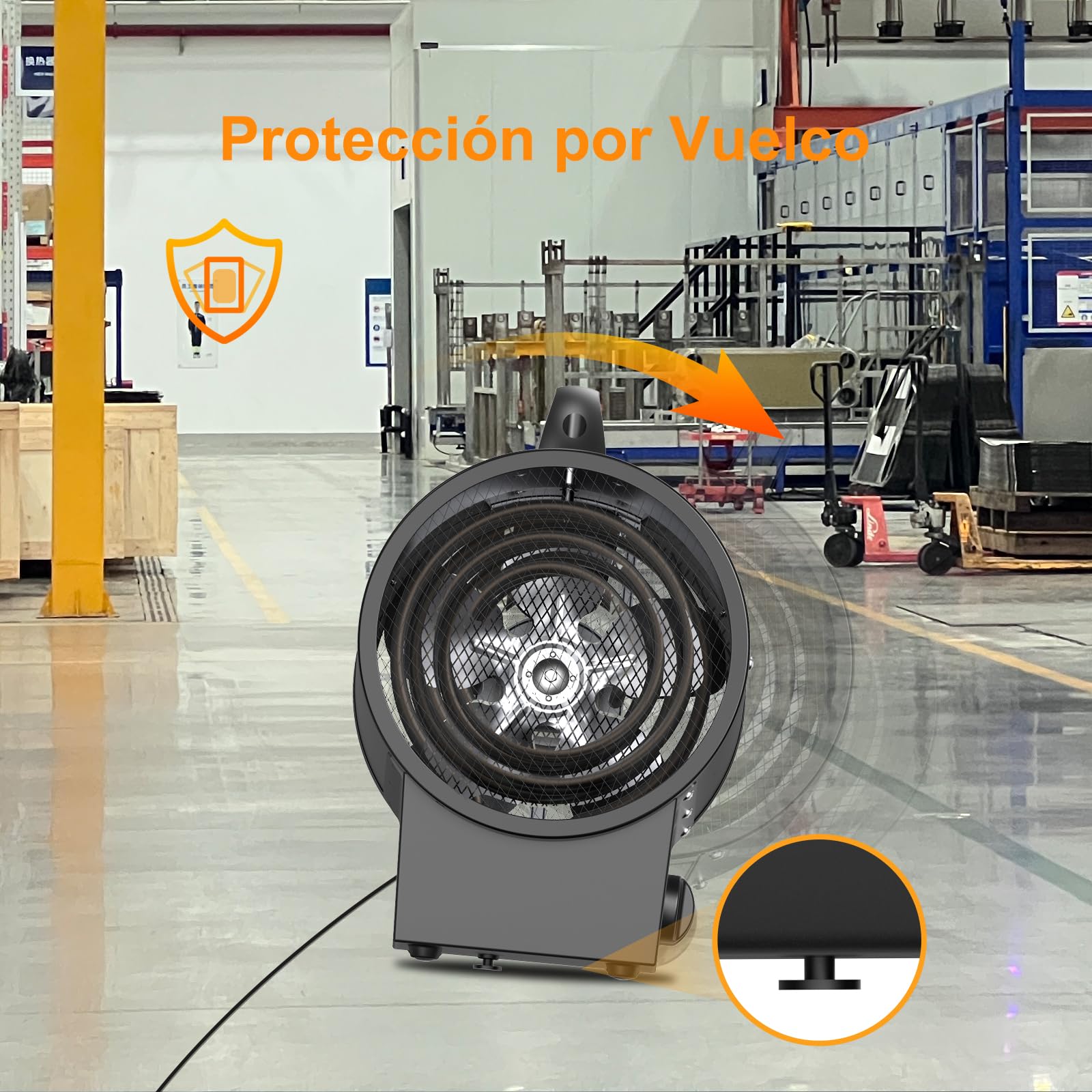 Calefactor 5000W - Calentador Electrico Portatil - Con Asa, Termostato y Protección Contra Sobrecalentamiento - Apto para Garajes, Tallers