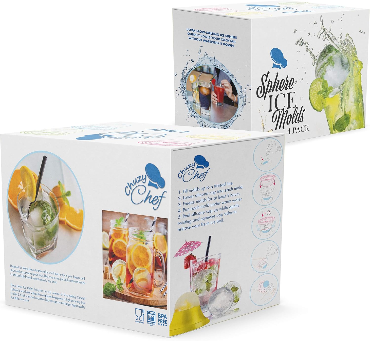 Sphere Ice Maker Ball Moulds Large Clear Rubber Reusable Plastic Opal