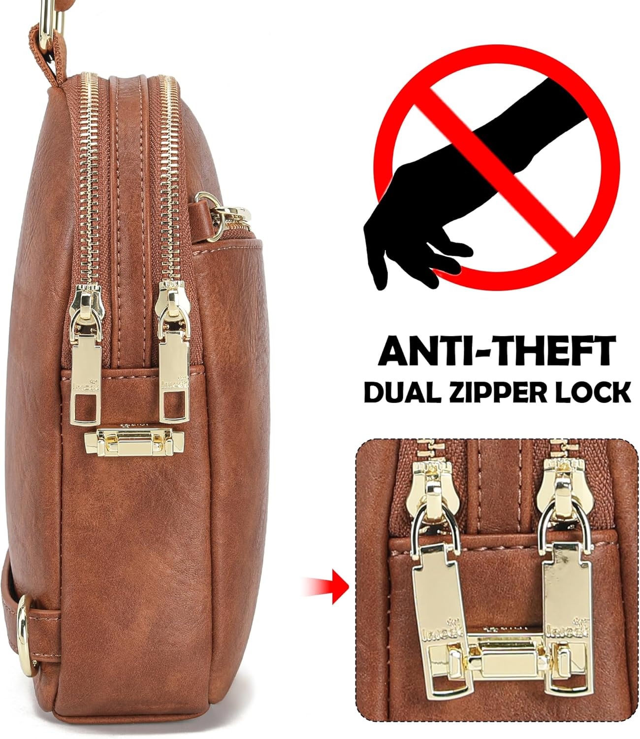 INICAT RFID Blocking Sling Bag, Anti Theft Crossbody Bag for Women, Travel Fanny Pack Style Purse, Vegan Leather - Image 3