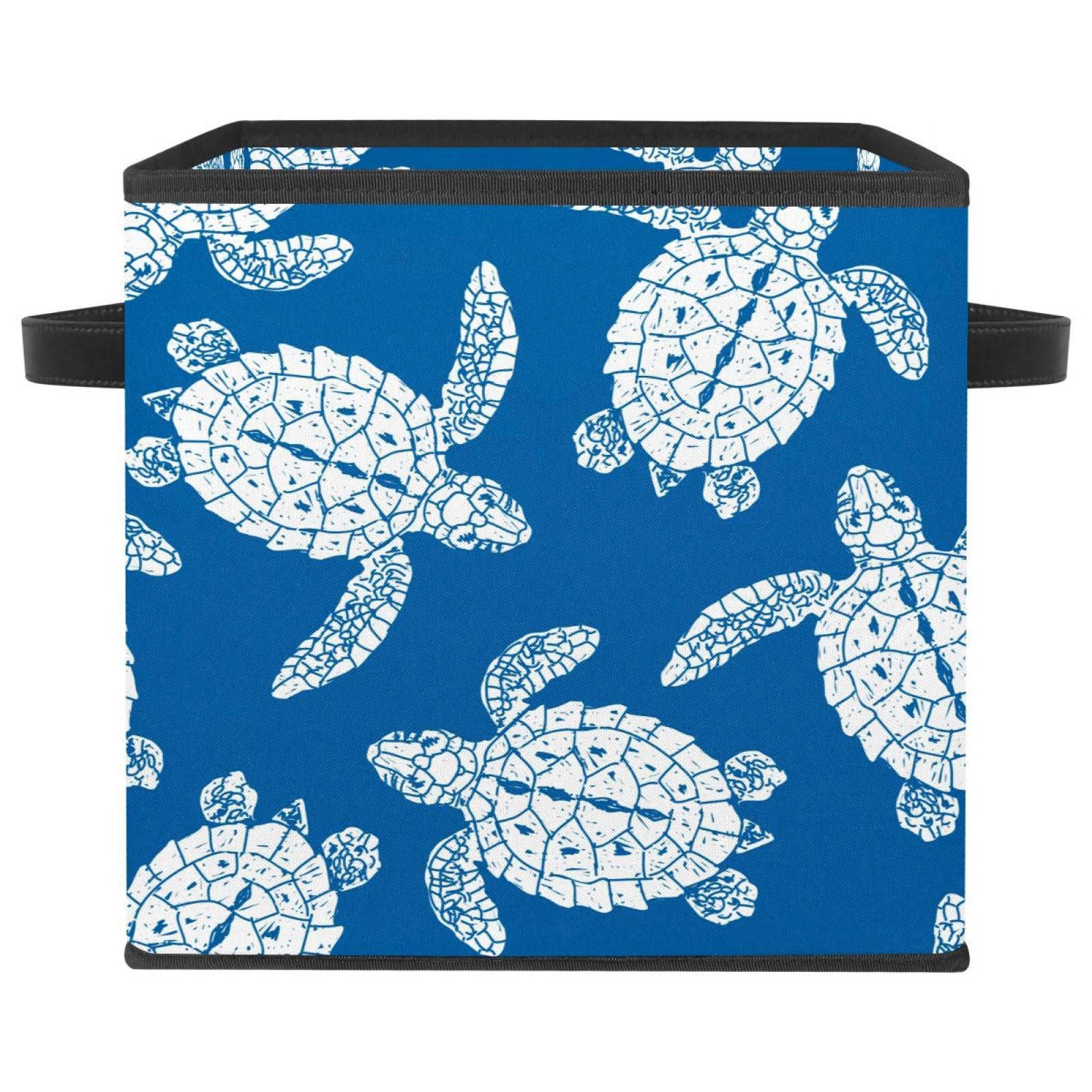 Boîte de rangement pliable cube bleu tortue en tissu pour placard