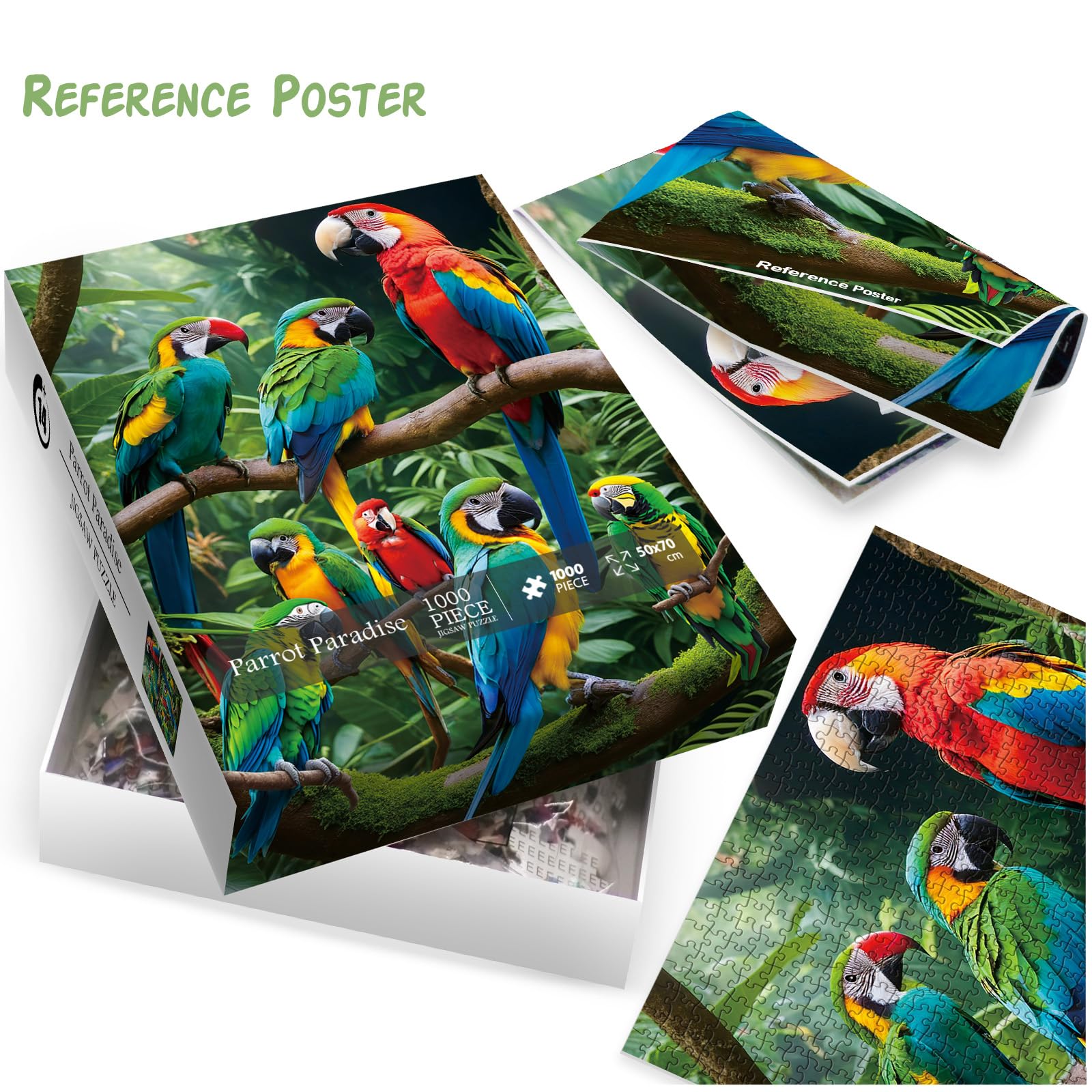 Parrot Puzzles for Adults 1000 Pieces, Tropical Bird Jigsaw Puzzles, Forest Landscape Puzzles for Wall Art - Image 4