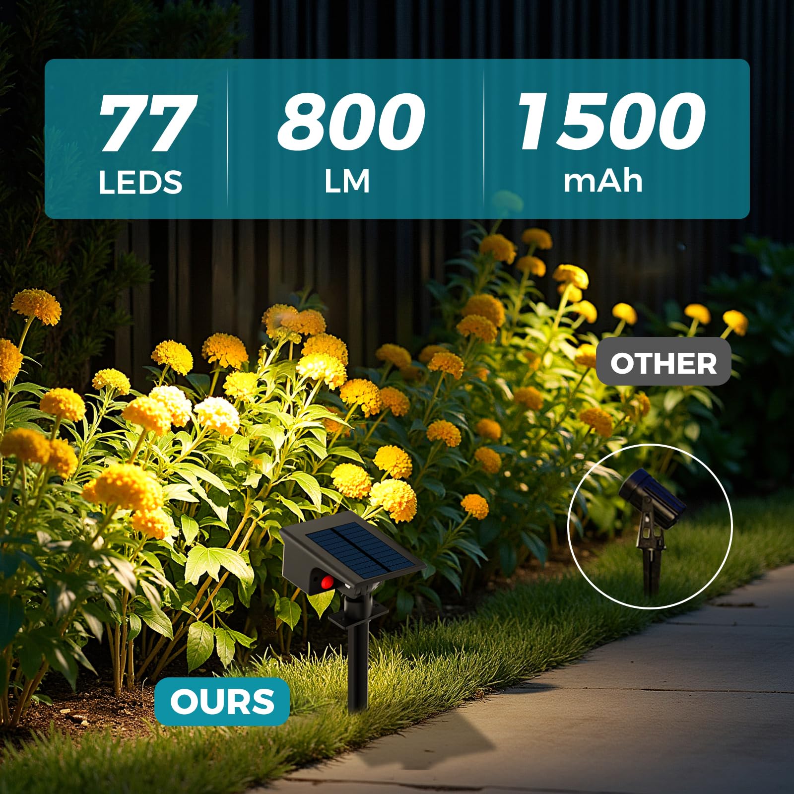 kolpop 10Stück Solar Strahler, 3 Modes 77 LED, IP65 Wasserdicht, 800LM Außenleuchte, Dusk to Dawn Solarleuchten Gartenleuchten für Bäume, Outdoor Pflanzen, Hof