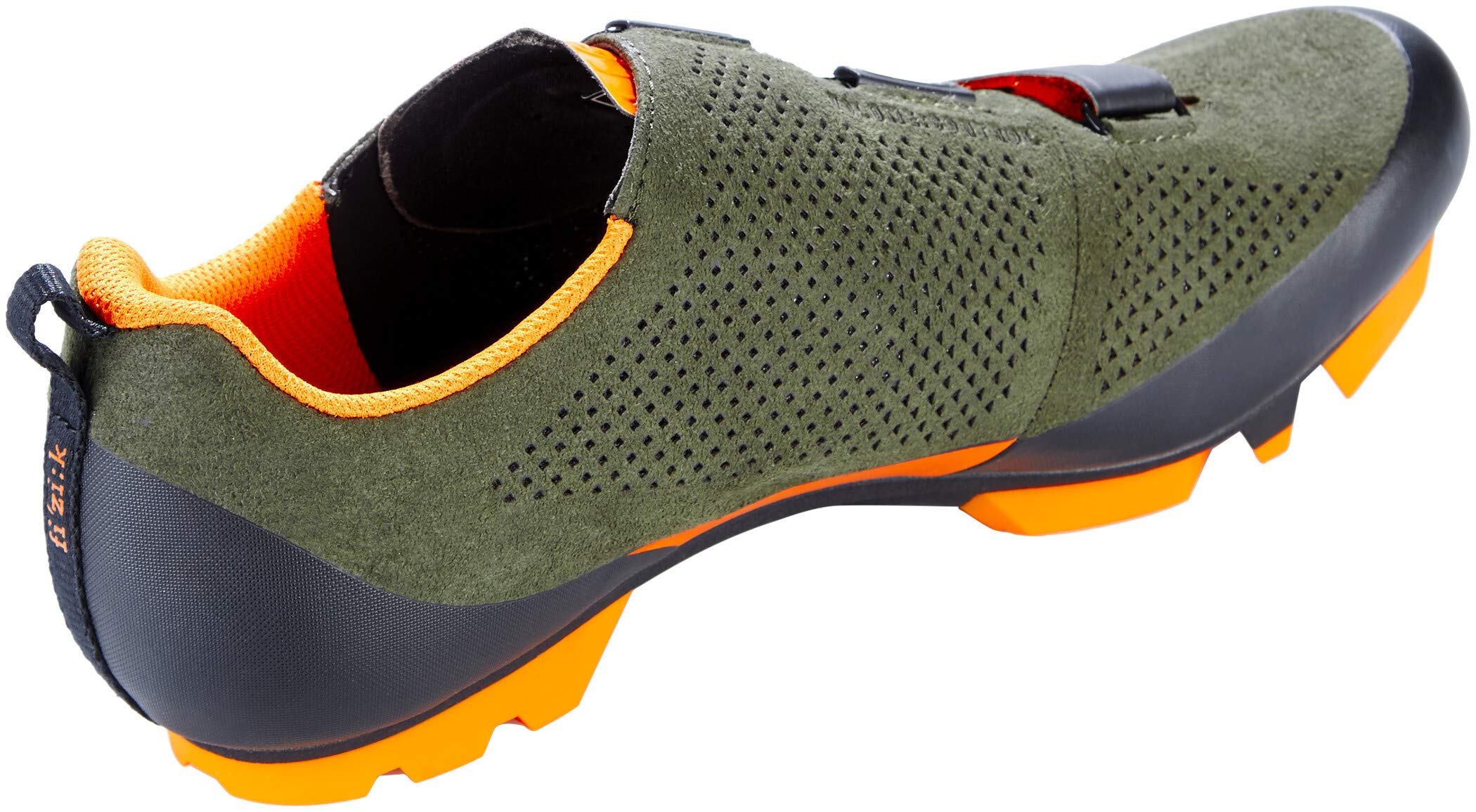 Fizik X5 Terra Suede Cycling Shoe Suede Military Green/Orange, 41.0 - Men's