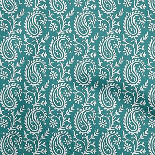 oneOone Georgette Viscose Teal Green Fabric Block Sewing Material Print Fabric by The Yard 42 Inch Wide-15