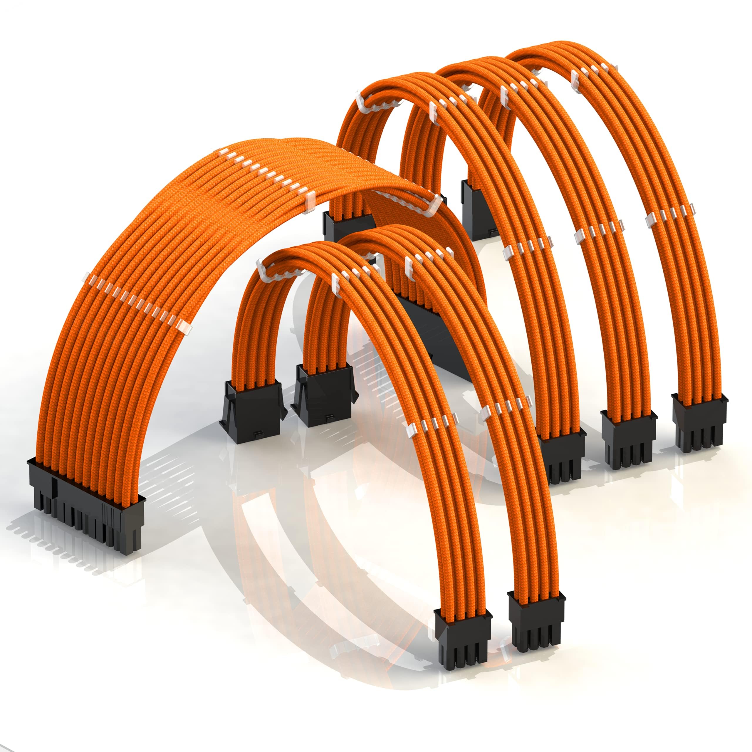 LINKUP - AVA 50cm PSU Cable Extension Sleeved Custom Mod GPU PC Braided w/Comb Kit | 6-Pack | 1 x 24 P (20+4) | 2 x 8 P (4+4) CPU | 2 x 8 P (6+2) GPU set | 500mm - White - — view 14