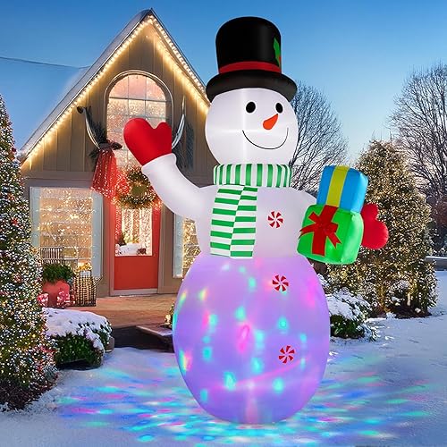 Vista 10 de Inflables de Navidad de 12 pies de largo, decoraciones para exteriores, inflables de Papá Noel en trineo de renos, luces LED integradas