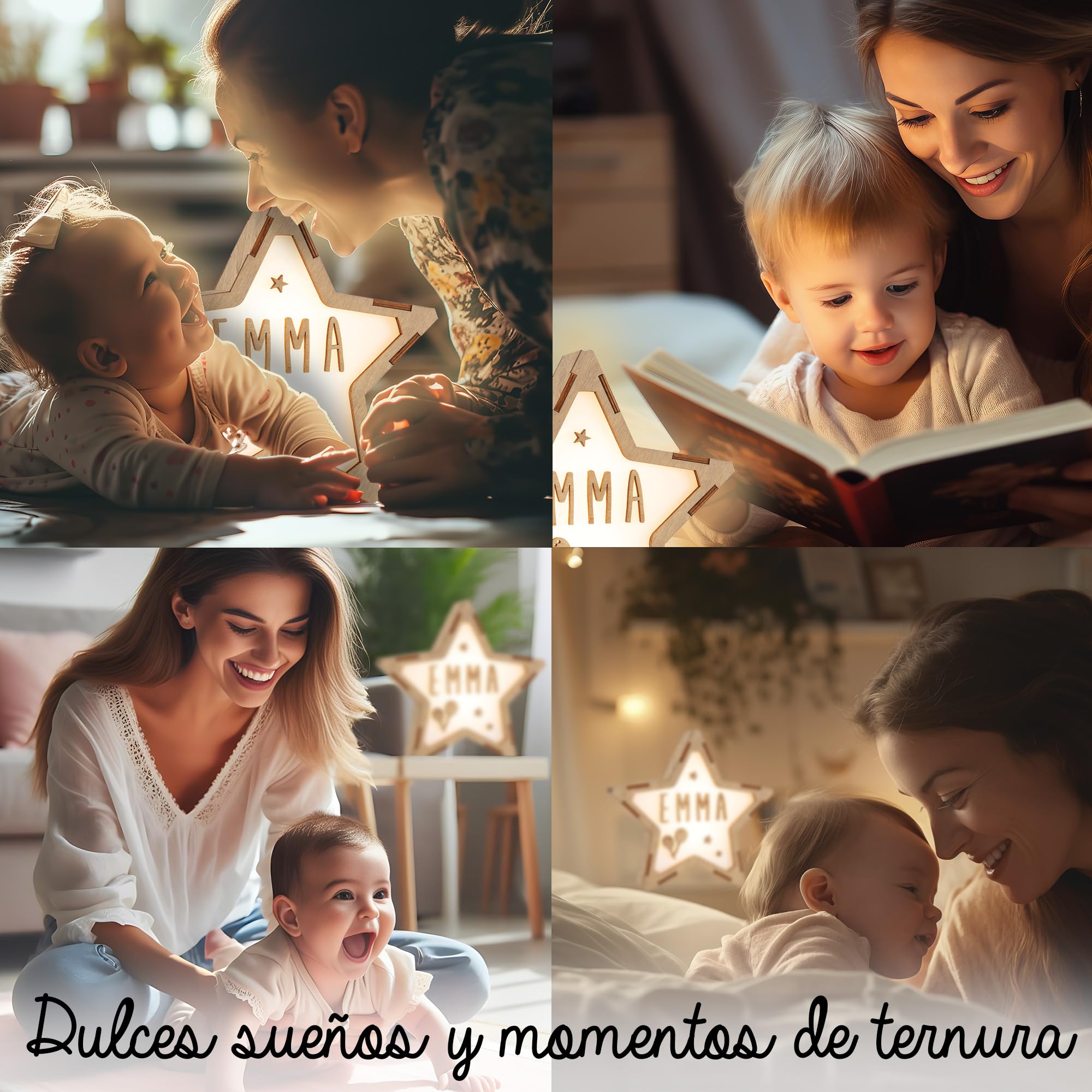 WONDEE Vintiun Lámpara Personalizada de Mesita de Noche - Cosas/Regalos para Bebés Recién Nacidos Originales, Luz Nocturna Infantil Quitamiedos Estrella - Regalos niños 0 1 2 3 4 5 6 7 8 9 10 años