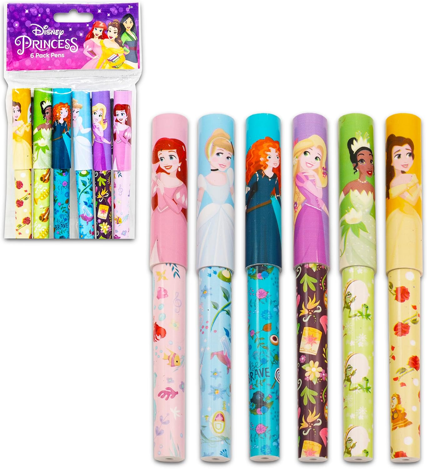 Disney Princess Pens Value Bulk Set Bundle - 12 Pack Princess Ballpoint Pens with Stickers (Princess School Supplies, Office Supplies, Party Favors) image 2