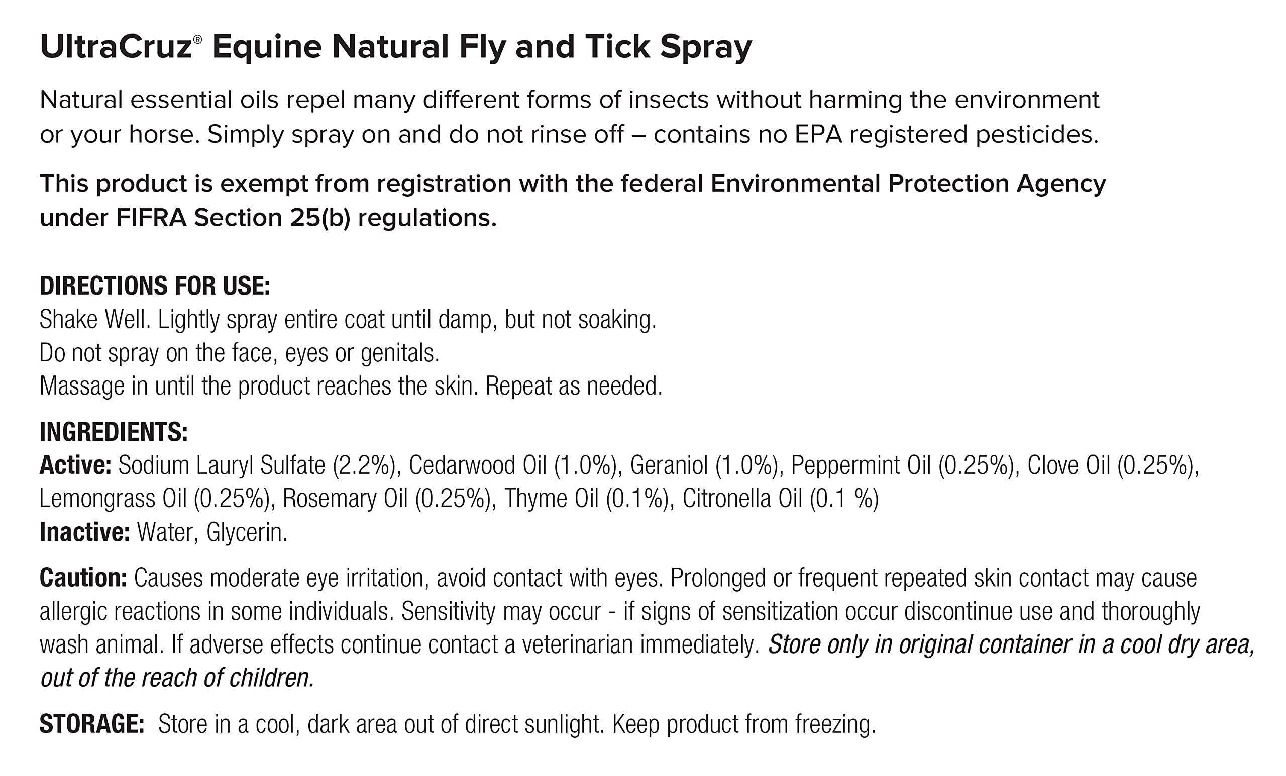 UltraCruz Equine Natural Spray anti-mouches et tiques 473 ml