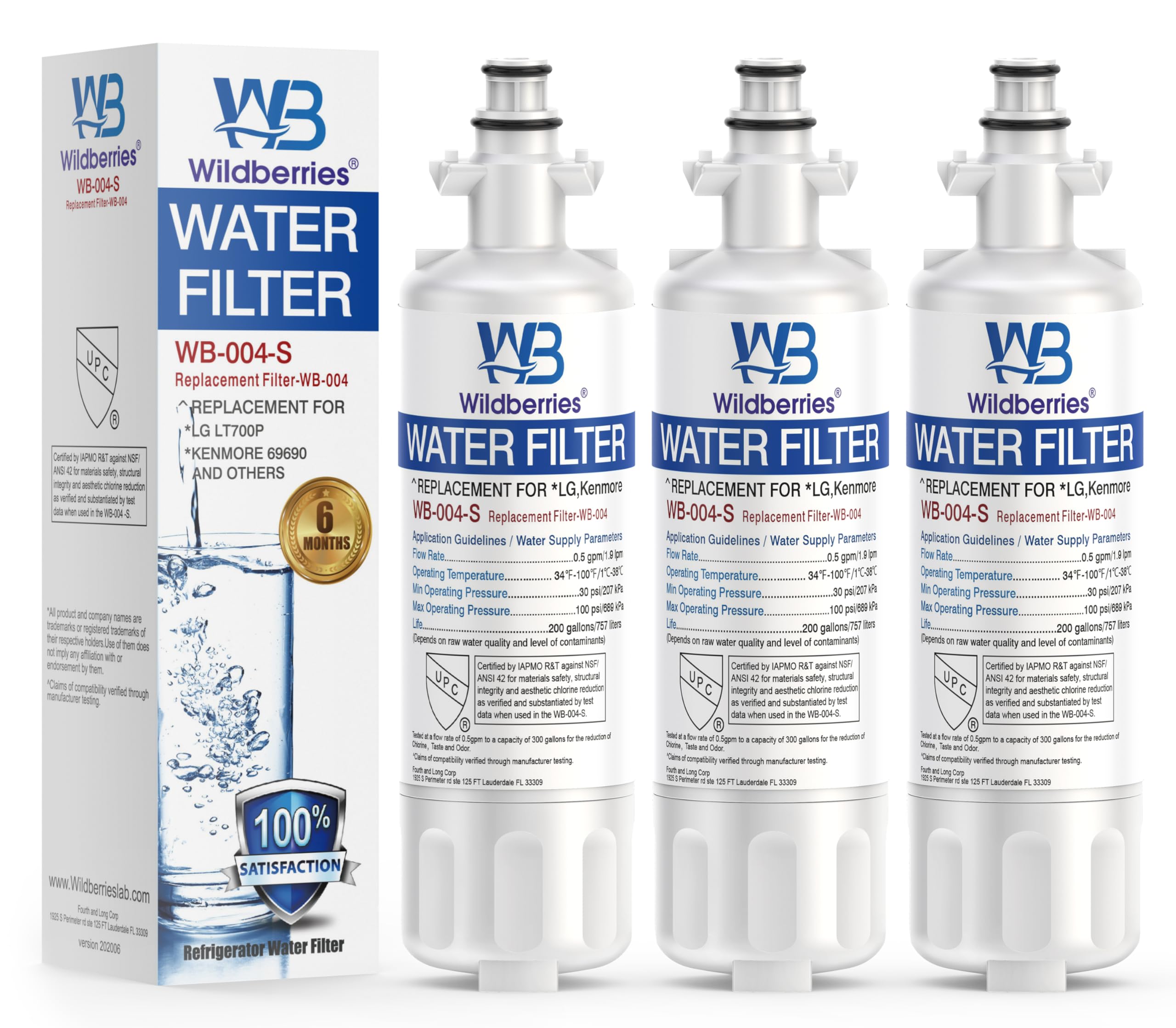 Wildberries Filtro de agua para frigorífico LT700P, Kenmore 469690, LG ADQ36006101, LFDS22520S, LFX31945ST, LFX31925ST, LFX30766S, LFXC24726, LFXS24623, LSFXC2476S, paquete de 3S, 3S, 3