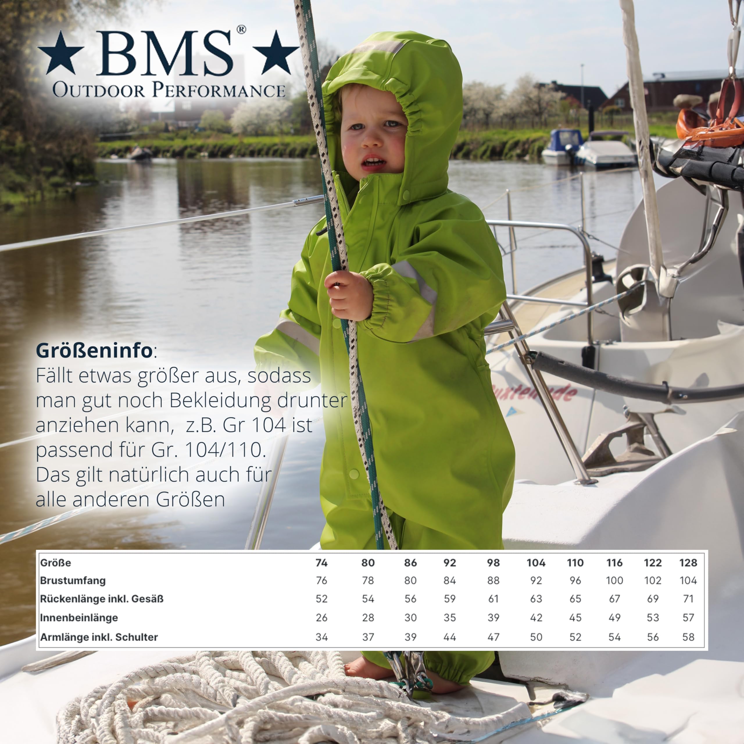 BMS® Schneeanzug u. Wetteranzug für Kinder mit herausnehmbarem Fleece-Overall, auch idealer Regenanzug, 100% wasserdicht, besonders hautfreundlich u. weich Softskin, Oeko-Tex