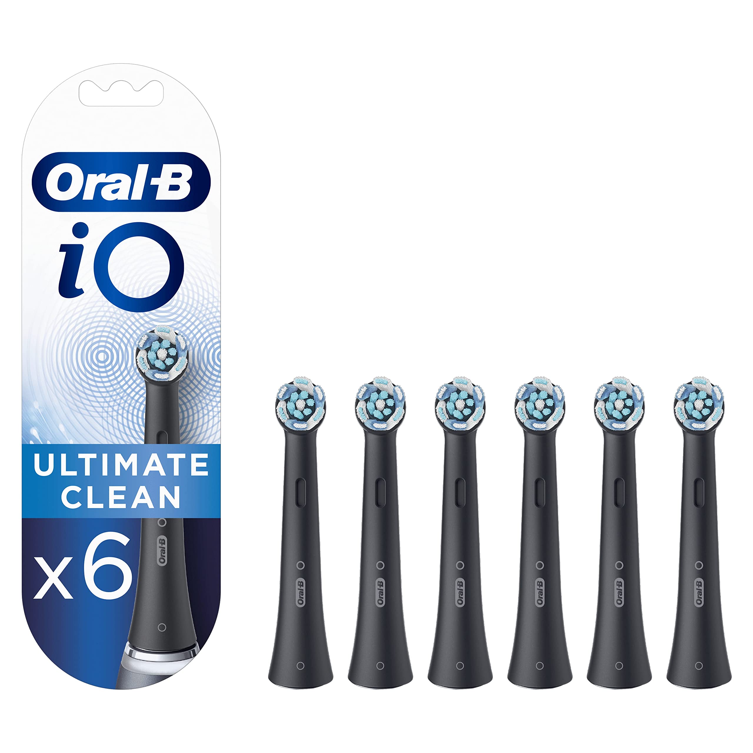 Oral-B Io Ultimate Clean Testina di Ricambio Nera per Spazzolino Elettrico, Confezione da 6 & Io Gentle Care Testina Per Spazzolino Elettrico, Confezione Da 6, ‎25.1 x 17.2 x 2.2 cm; 63.47 grammi