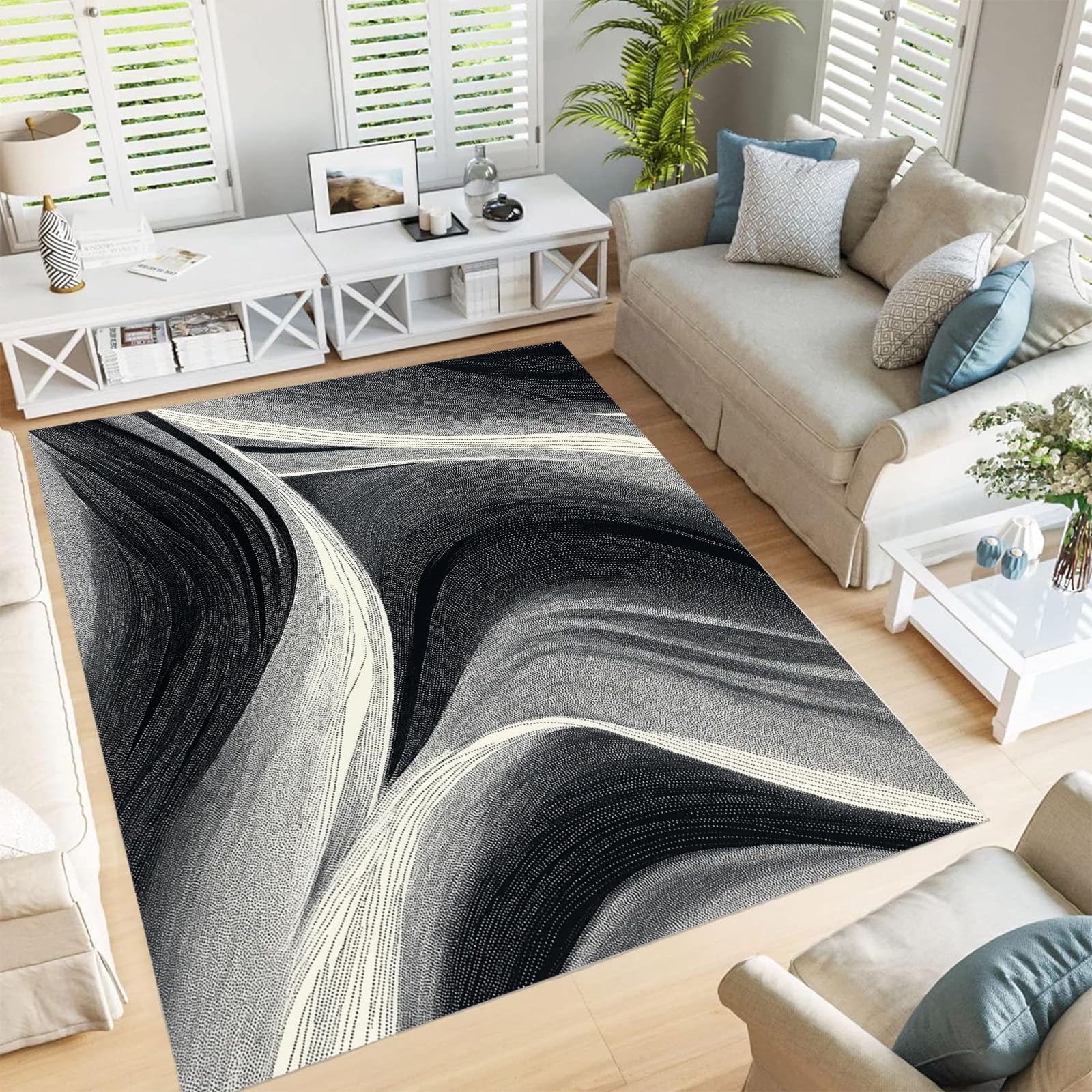 Tapis conception abstraite lavable en machine et antidérapant pour un entretien facile