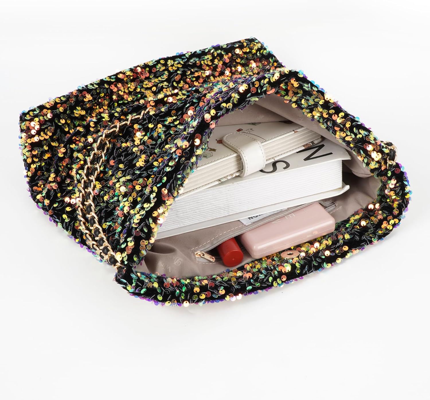 ZLM BAG US Women's Glitter Sequins Shoulder Tote Big Capacity Shimmer Shopping Bag Sparkling Handbag Purse - Image 5