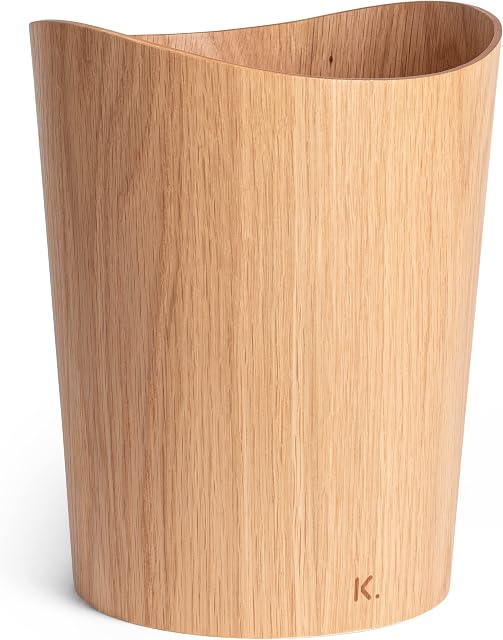 Kazai. Real Wood Waste Paper Bin Börje | Wooden Paper Basket for Office, Kids' Room, Bedroom and more | 9 liters | Oak