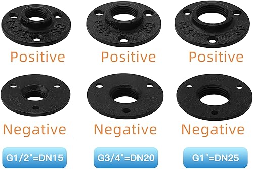 Miniatura 3 de Brida de piso pintada en negro antioxidante de 12 pulgada, paquete de 10 accesorios de tubería de hierro maleable para estilo vintage industrial,