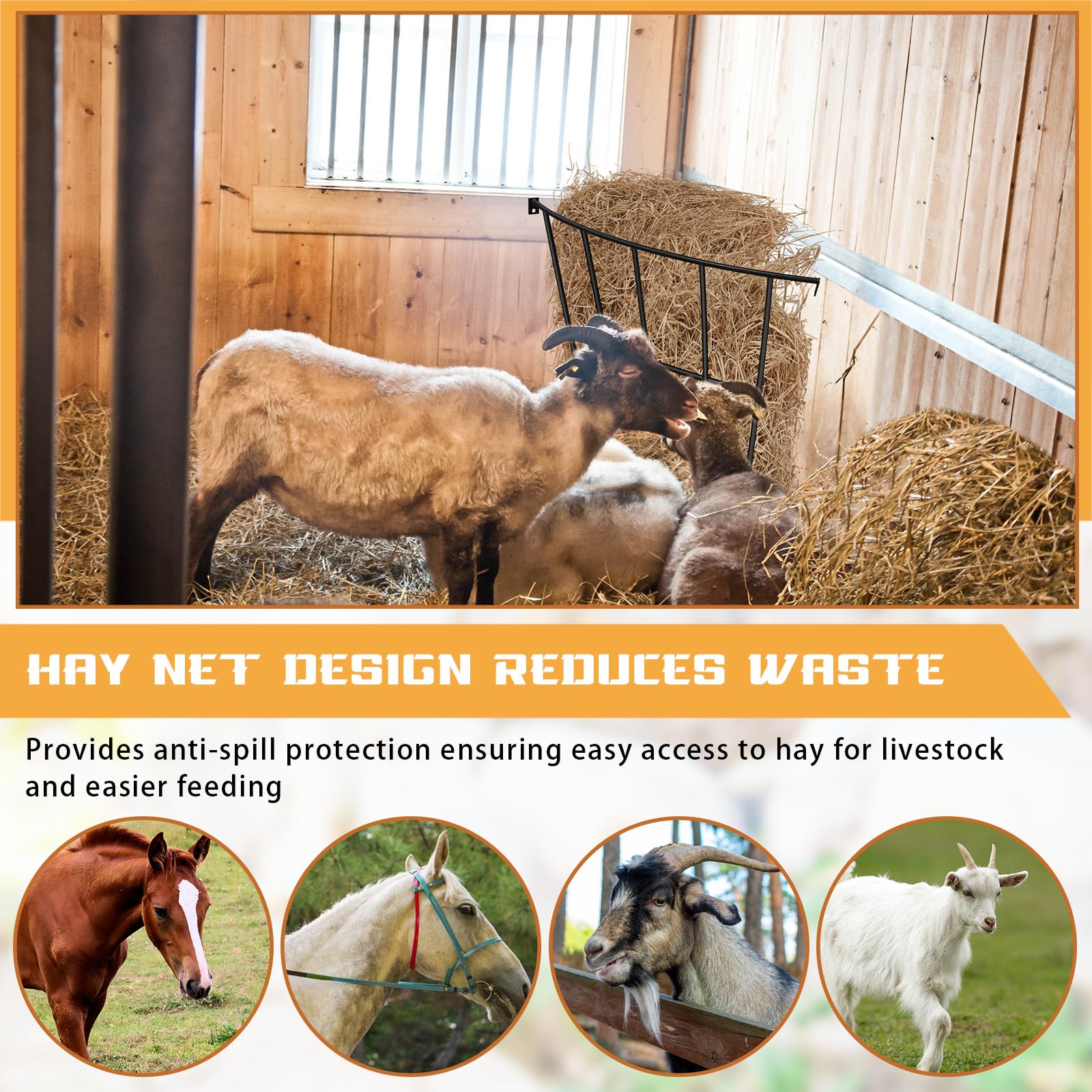 Zonon 2 estantes de heno de esquina lentos de 25.1 x 27.9 x 7.87 pulgadas, comedero de heno para caballos de alimentación, cesta de heno de metal para mantas, espacio entre barras, soporte de heno