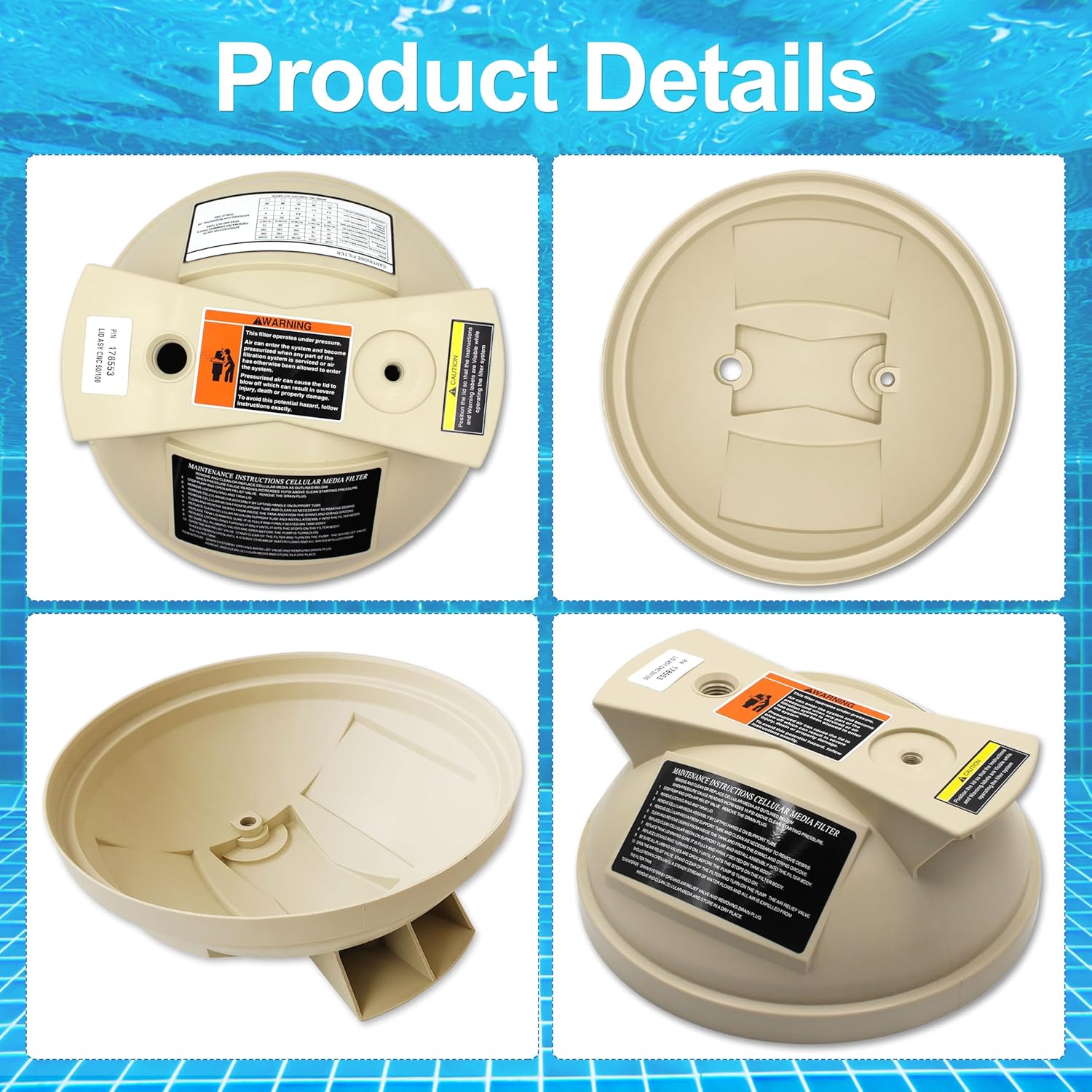 178553 Pool Filter Lid Assembly Replacement for Pentair Clean & Clear,Predator Pool and Spa Cartridge Filter- Lid Assembly Compatible with 50,100,125 Square Feet Filters