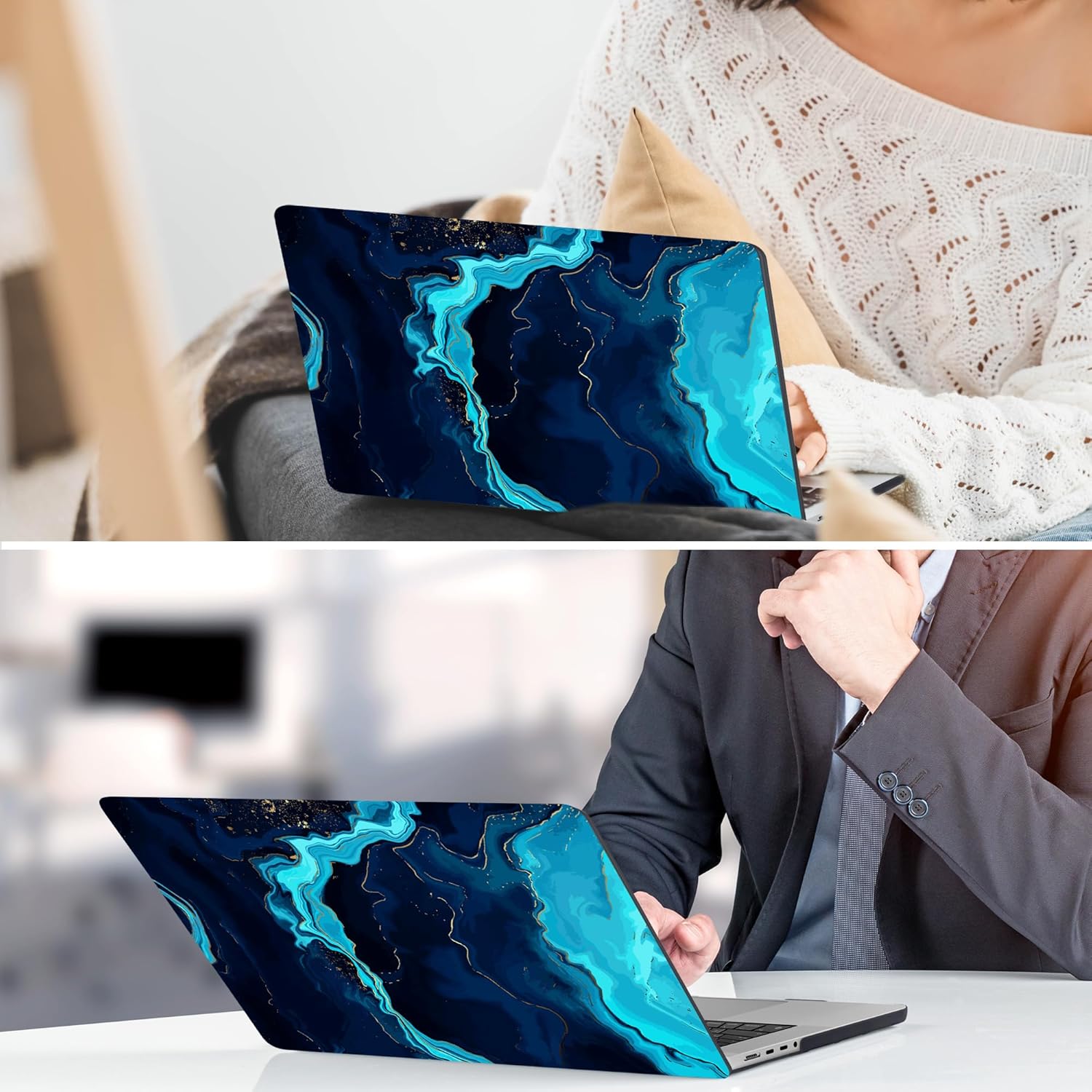 DONGKE for M4 MacBook Air 13.6 Inch Case 2025 2024 2023 2022 Model A3240 A3113 A2681 M3 M2 Chip, Plastic Hard Shell Case Cover with Touch ID for MacBook Air 13 Inch M4 - Blue Marble - Image 7