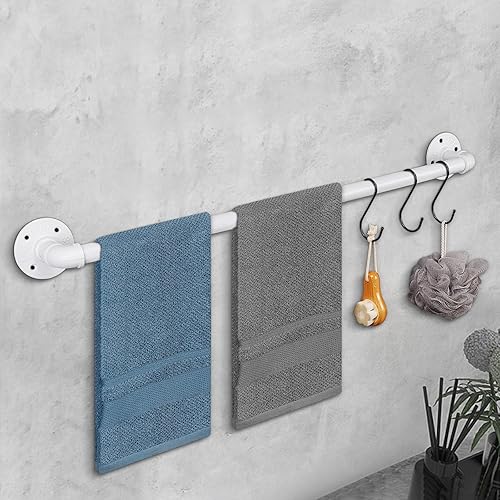 Vista 47 de Toallero de tubo industrial, resistente para montar en la pared, rústico, para baño (negro, 16 pulgadas)
