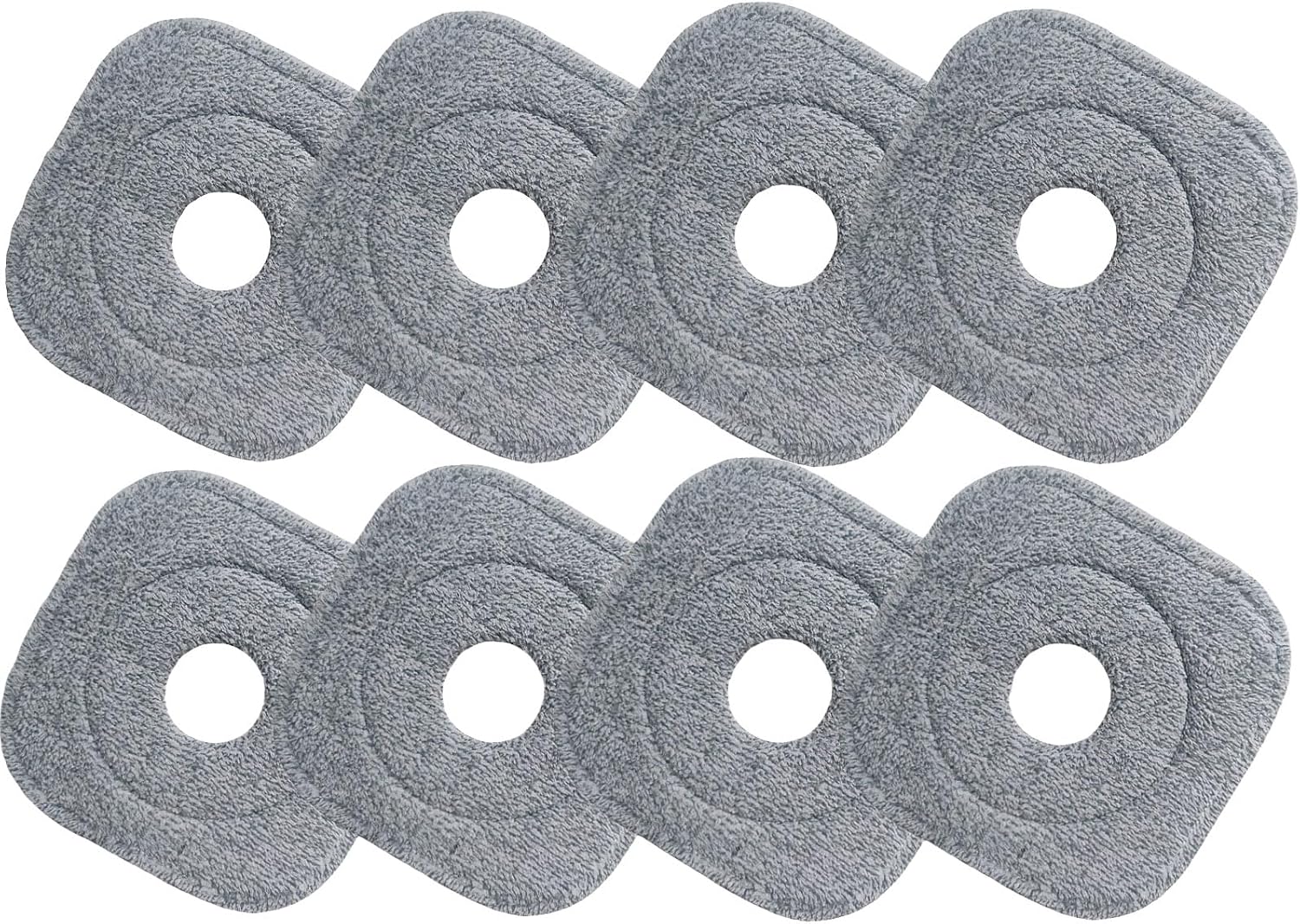 6 Pack Microfiber Mop Head Replacement, Compatible with True & Tidy SPIN-800 TrueClean Mop M16 Spin Mop, Square Microfiber Mop Pads, Grey, Microfiber, Felt