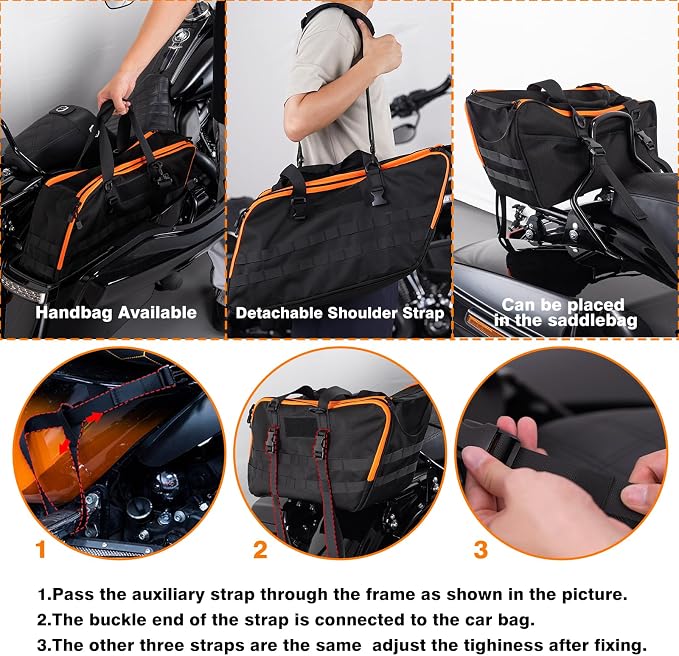 Bolsa interior para alforja de moto negra 20x6x12 pulg miniatura 5