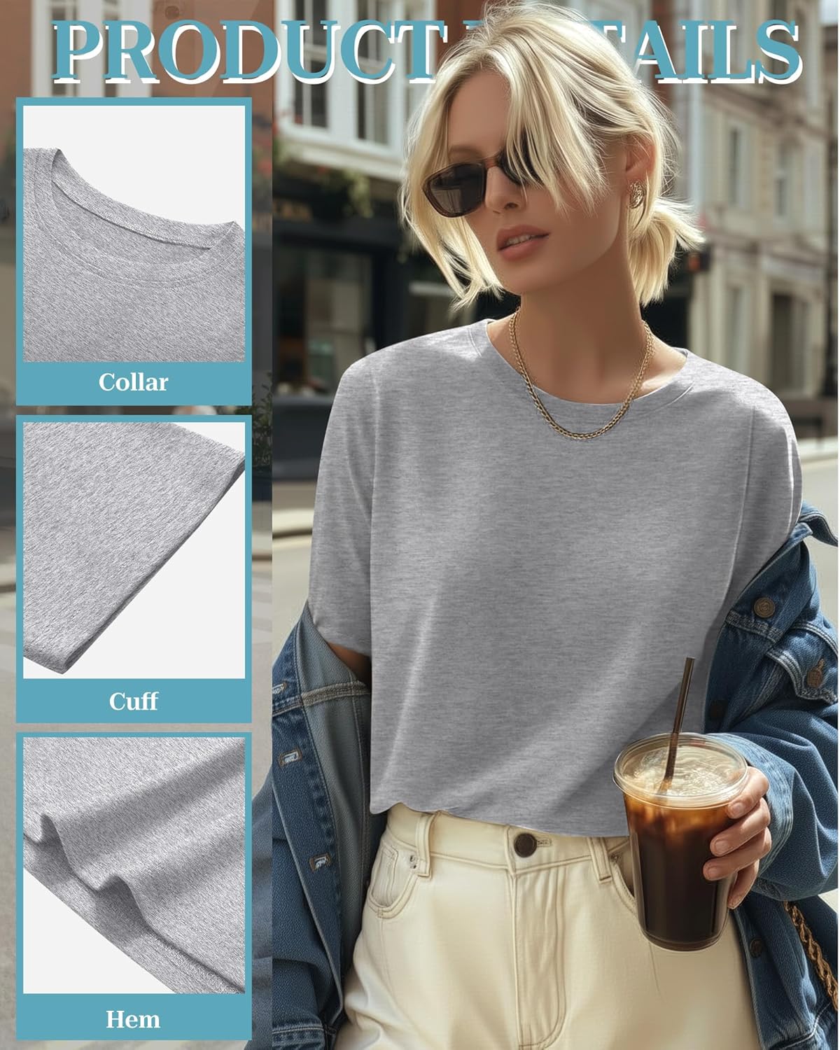 4 Pack Women's Half Sleeve T Shirts 1/2 Sleeve Basic Crew Neck Tops Elbow Length Casual Loose Fit Summer Tees - Image 5