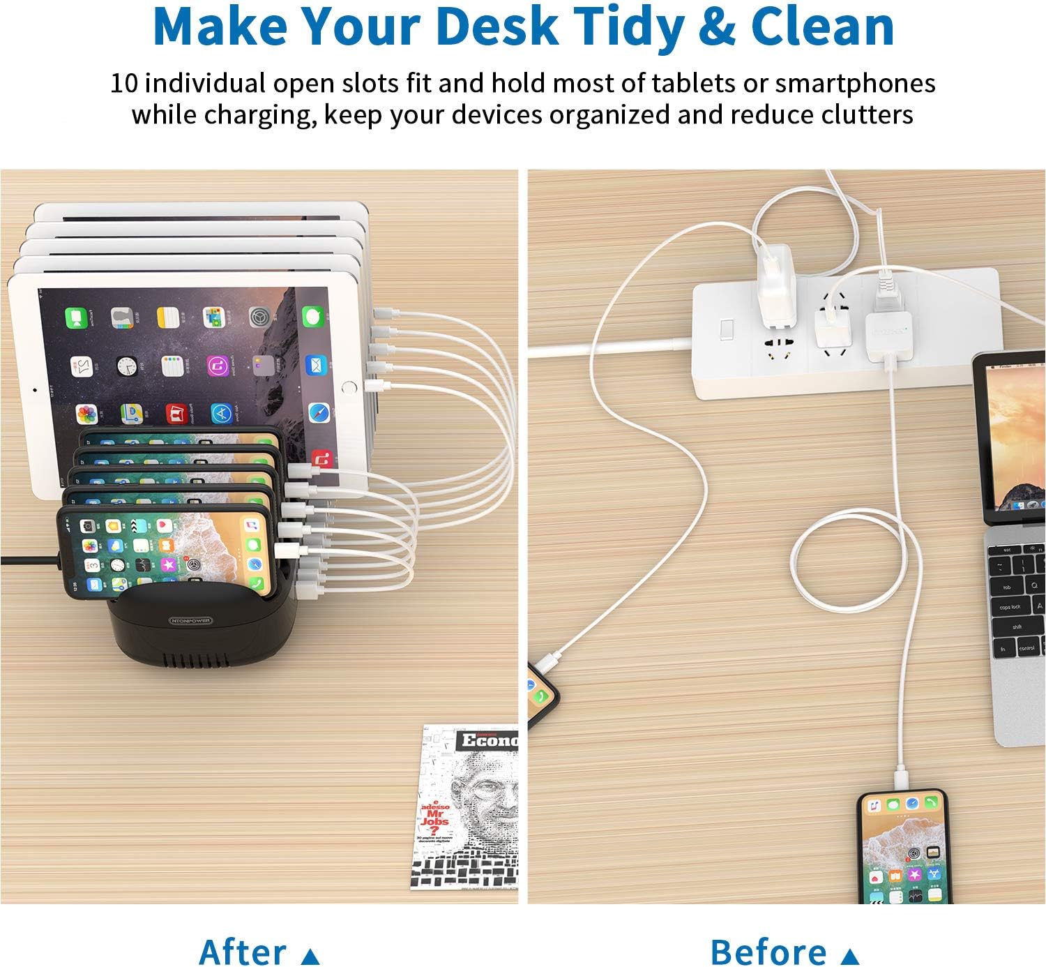 🔥 Crаzу Dеаlѕ 10 Ports Charging Station for Multiple Devices, 120W iPad Charging Station Organizer, USB Charging Docking with Cooling Fan, for iPhone, iPad, Tablet, Kindle, ETL Listed (2.4A Each, 24A in Total) Exсluѕіvе Dіѕсоunt 60% Prісе 10 Ports Charging Station for Multiple Devices, 120W iPad Charging Station Organizer, USB Charging Docking with Cooling Fan, for iPhone, iPad, Tablet, Kindle, ETL Listed (2.4A Each, 24A in Total)