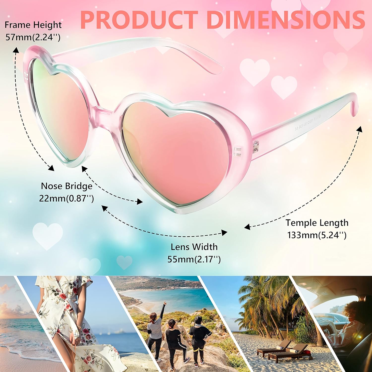 FEISEDY Polarized Heart Shaped Sunglasses Oversized Vintage Fashion Love Eyeglasses for Women UV400 B2337 - Image 5