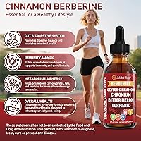 Vista 6 de Berberina con canela de Ceilán - Gotas líquidas de suplemento de berberina con extracto de melón amargo, cúrcuma, cromo, Gymnema, Moringa, activador