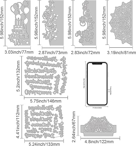 Miniatura 2 de INFUNLY 7 piezas de borde de flor troquelado de metal troquelado para hacer tarjetas, feliz cumpleaños, encaje, surtido de rosas, troqueles para