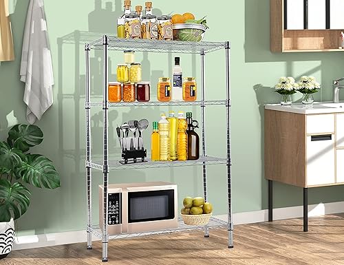 Estantes de almacenamiento estantes de cocina resistentes de 4 niveles organizador de estantes de metal ajustable de altura para lavandería baño