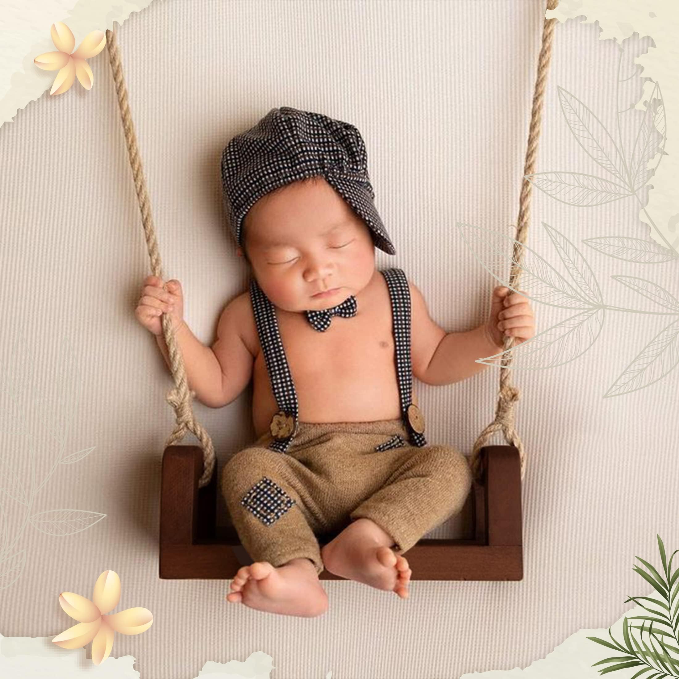 Accessoires de photographie pour nouveau-né - Balançoire en bois - Accessoire de photographie pour bébé - Accessoire de photographie pour nouveau-né - Marron