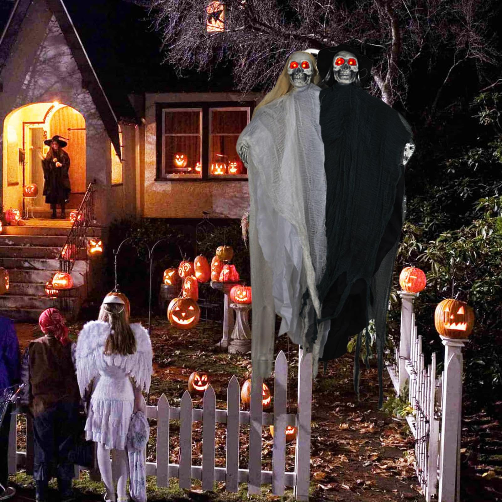 Dekoracje Szkieletowe Horror Rekwizyty z Dźwiękiem Straszna Panna Młoda i | Dekoracje halloweenowe do pomieszczeń Na Podwórko, Balkon, Trawnik, Patio, Ganek, Ogród, Dziedziniec