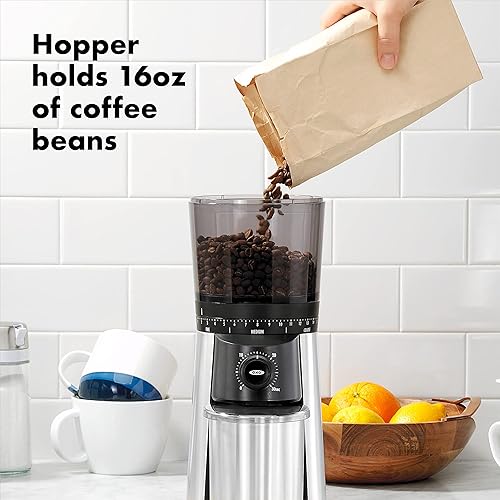 Miniatura 6 de OXO Cafetera de 8 tazas, molinillo de café cónico de acero inoxidable y rebabas