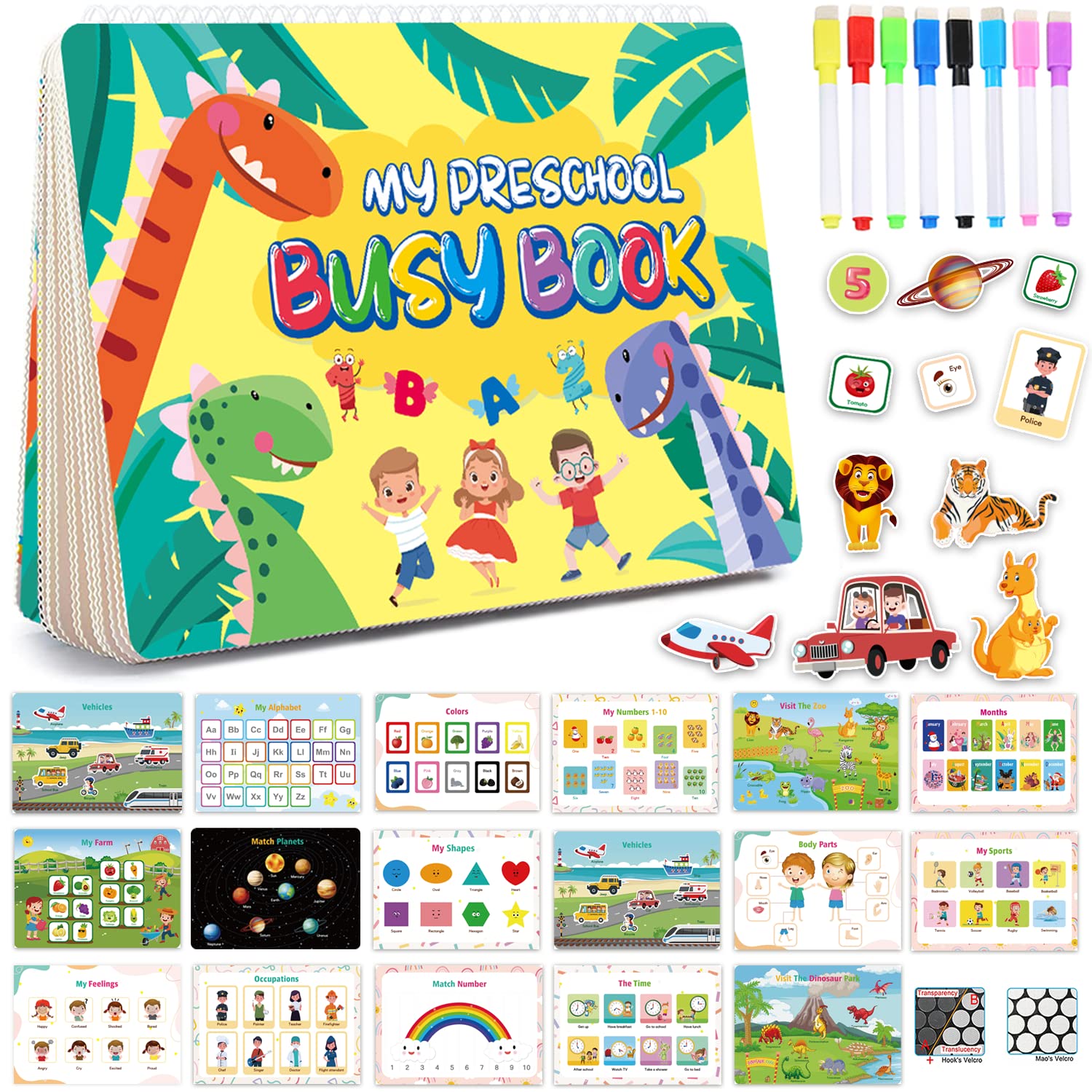 Montessori Busy Book, Preschool Learning Activities, Montessori Toys for Toddlers Ages 35