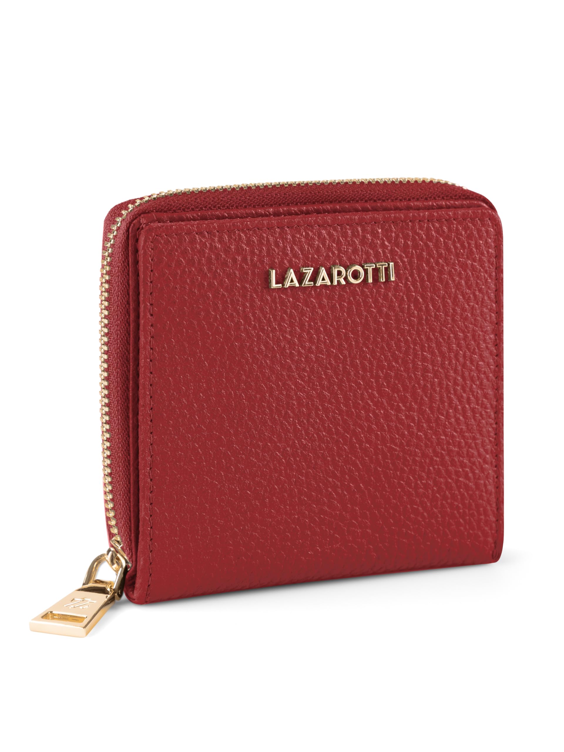 Lazarotti Bologna kompakte Leder Geldbörse Damen | mit Druckknopf, Reißverschlussfach, 6 Kartenfächer, RFID-Schutz | 10 x 10 x 2,5 cm