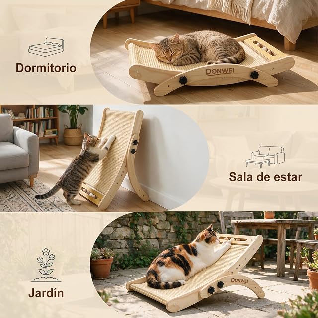 Foto 7 de 7 de DONWEI Cama Rascadora Sisal, Rascador 3-en-1 para Gatitos Y Gatos Grandes