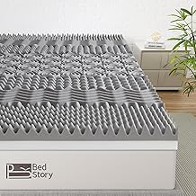 BedStory Mattress Topper Queen, 4 Inch 7 Zones Memory Foam Topper Bamboo Charcoal Infused Mattress Topper for Support Pressure Relieve & Breathable, CertiPUR-US Certified (Queen Size)