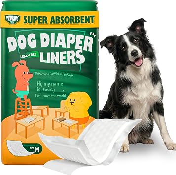 PAWPANG Dog Diaper Liners, Booster Pads for Male & Female Dogs, 100ct, M