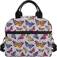 Vista 1 de doginthehole Bolsa de almuerzo colorida de mariposa para mujer, organizador para la escuela, trabajo, picnic, bolsa de almuerzo reutilizable