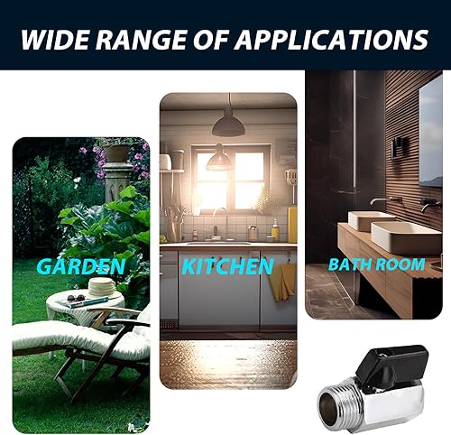 Miniatura 6 de Mini válvula de bola de 14 pulgadas, válvula de cierre NPT hembra x macho de latón para aire, agua e inodoro, válvula confiable y duradera (paquete