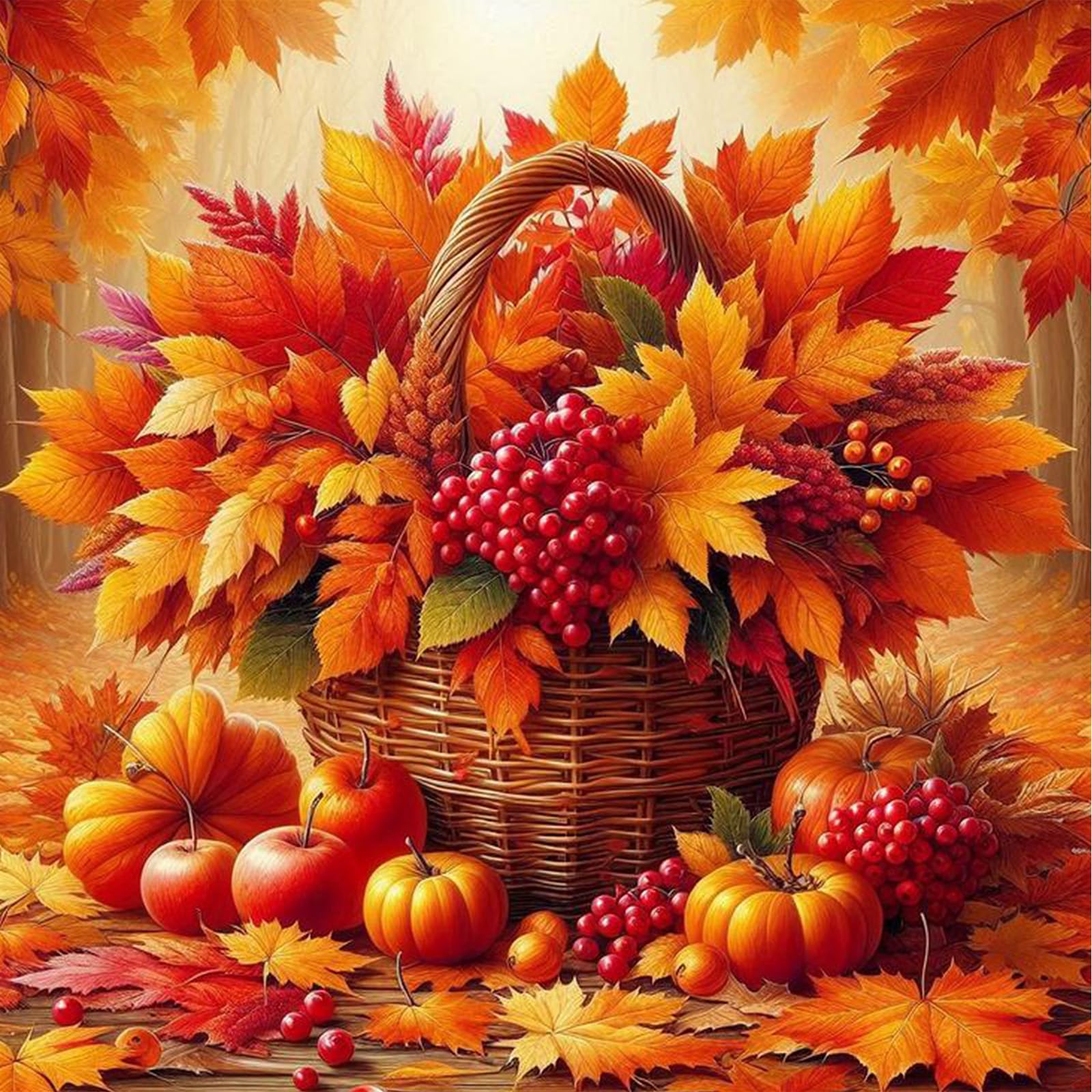 GHHKUD Fall Diamond Painting Kits for Adults, 5D Maple Leaf Diamond Art Kits for Adults Beginners, DIY Full Drill Diamond Gem Art Stitch Canvas Painting Pictures for Home Decor, 30 * 30CM โ image 1