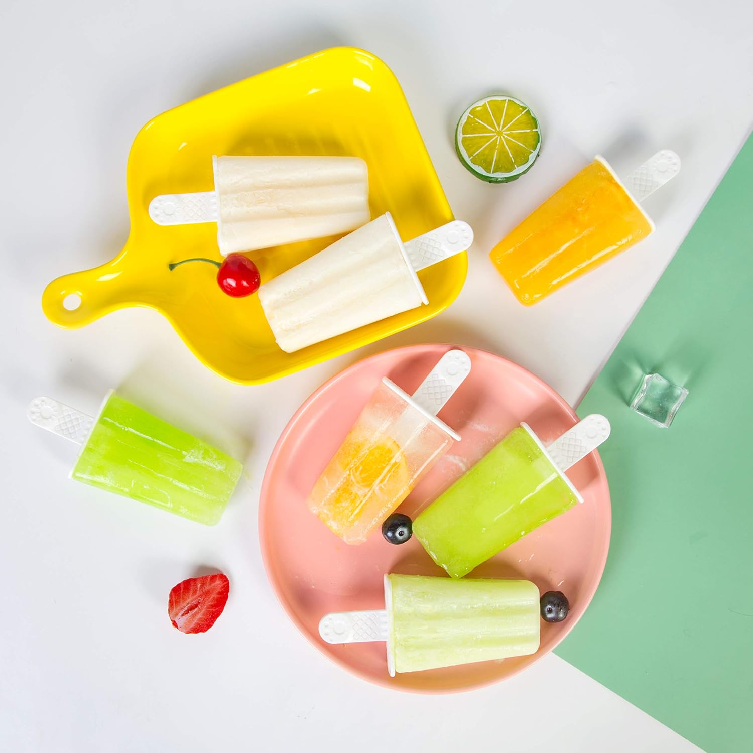 Ozera 12 Cavities Popsicle Molds, Reusable Silicone Popsicle Molds for Kids, Easy Release Ice Pop Molds with Cleaning Brush and Funnel