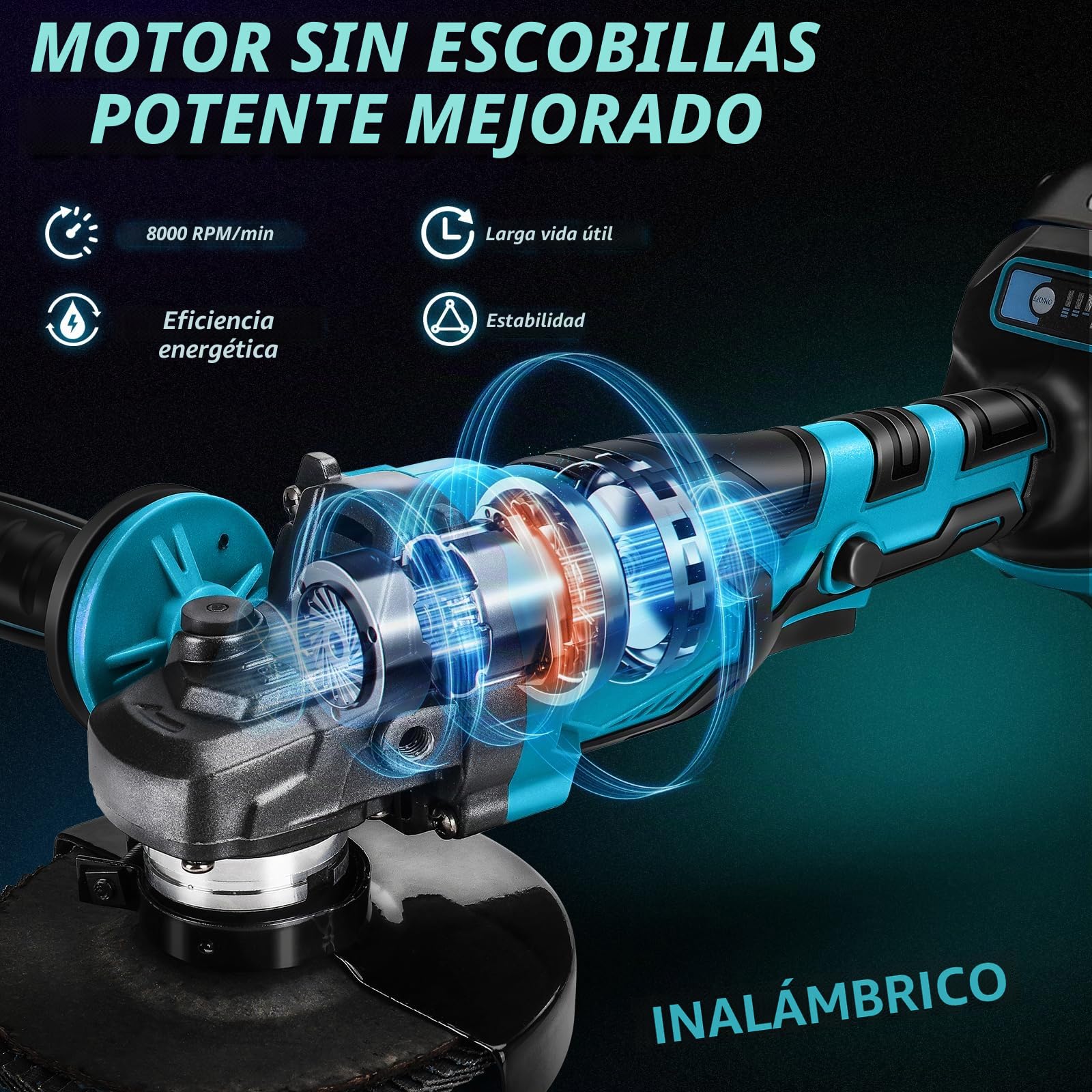 WingFly Amoladora Angular a Batería para Makita 18V, Mini-Amoladora Profesional, 125mm, Motor Sin Escobillas, Protección de Disco, para Cortar, Esmerilar, Pulir