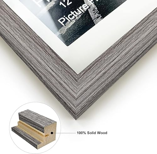 Miniatura 3 de Finefrarm Marcos rústicos de 12 x 16 pulgadas, imágenes de madera maciza de 11 x 14 pulgadas con paspartú o fotos de 12 x 16 pulgadas sin paspartú,