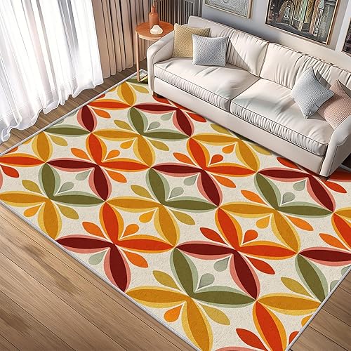 Checkered Rugs 3x5 Rug Retro 70s Plaid Area Rug Washable, Checkered Carpet Home Room Decor Rugs for Living Room Bearoom Kitchen Dorm Classroom