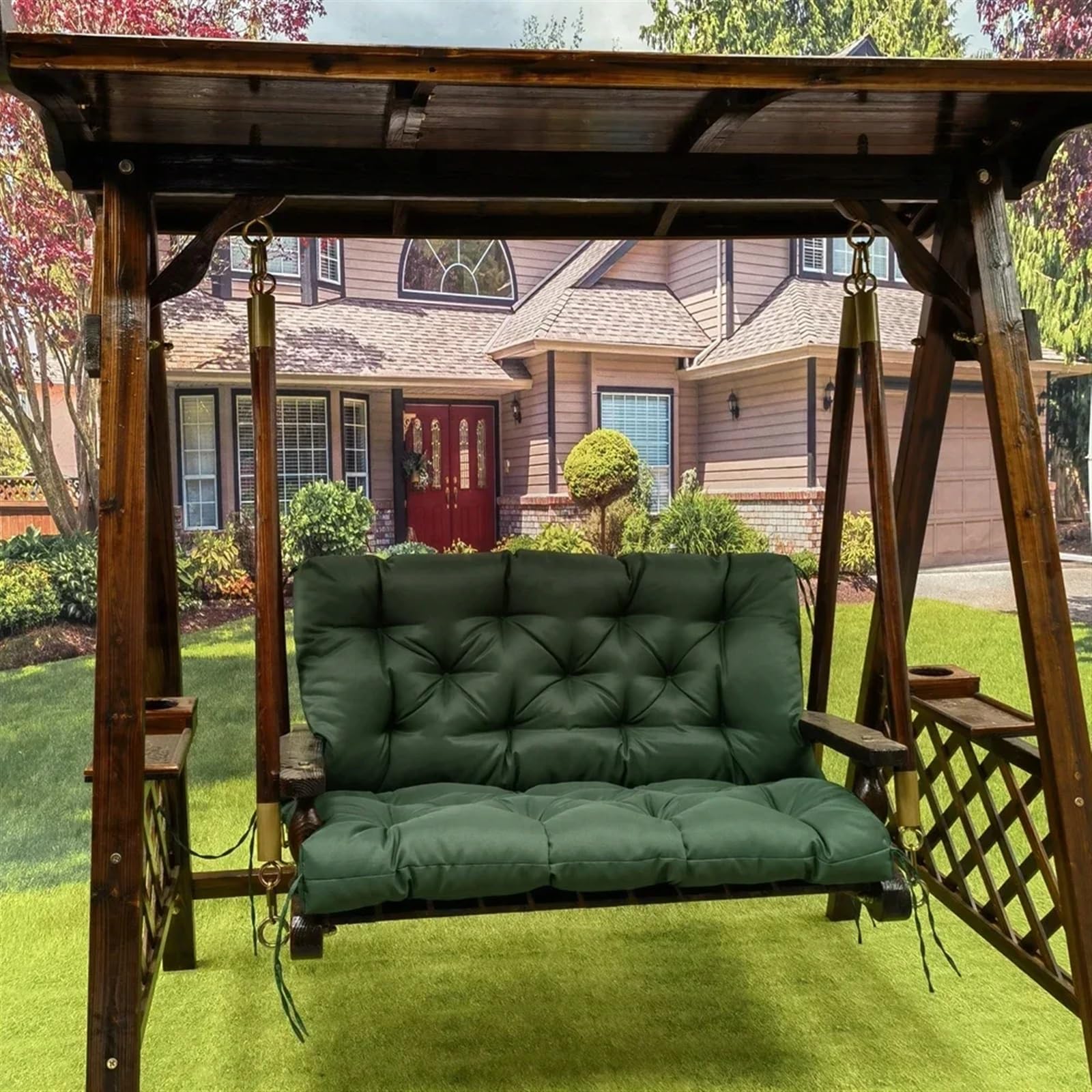 Cojín para Tumbona Cojín Impermeable for Banco de jardín al Aire Libre, cojín for Asiento de casa, Cojines Antideslizantes for Taburete de sofá Tatami(Dark Green,100X100X10CM)