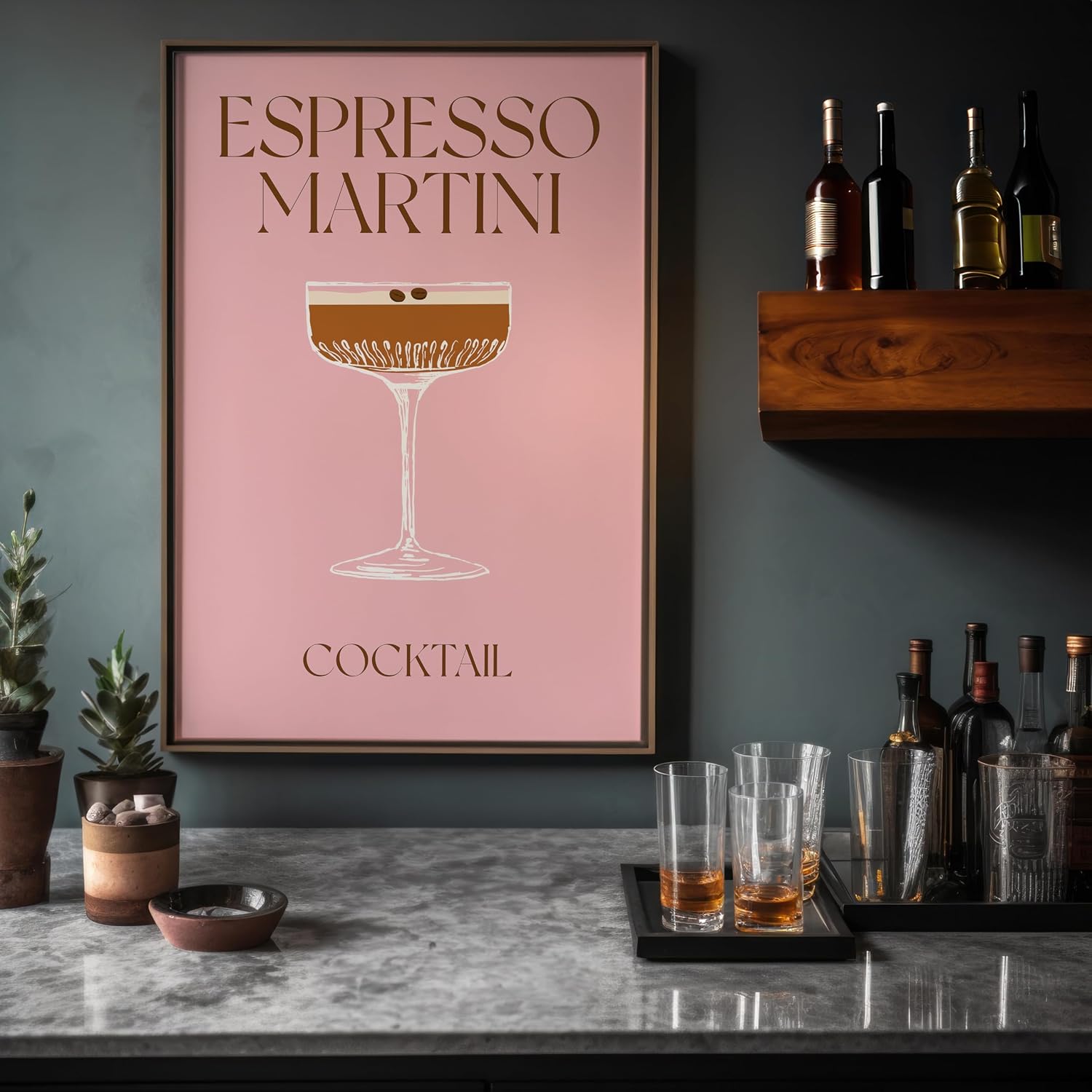 Poster Master Espresso Martini Poster - Retro Cocktail Print - Alcohol Art - Bar Cart Design - Food & Drink Artwork - Chic Boho Design - Great Bar or Kitchen Decor - 8x10 UNFRAMED